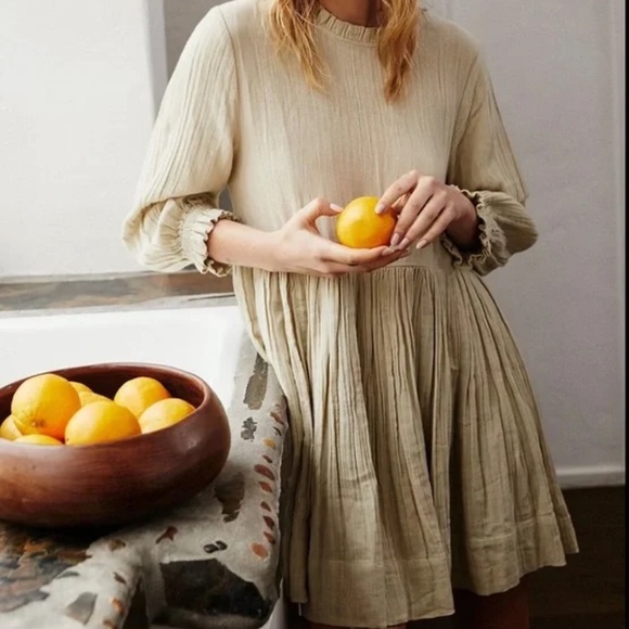 Free People Dresses & Skirts - Free People Tan Gauzy Mini Dress